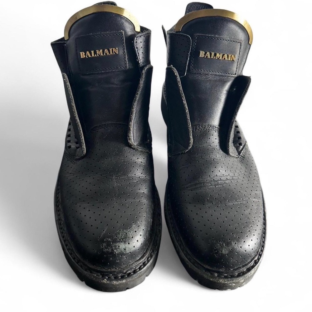 Balmain King Leather Combat Boots